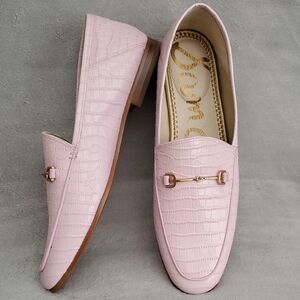 🆕️ SAM EDELMAN Loraine Pink Croc Embossed Leather Horse Bit Loafers SIZE: 11M
